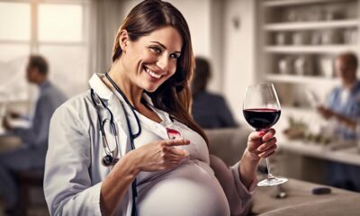 pregnant woman drinking wine