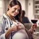 pregnant woman drinking wine