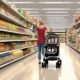 stroller in grocery store