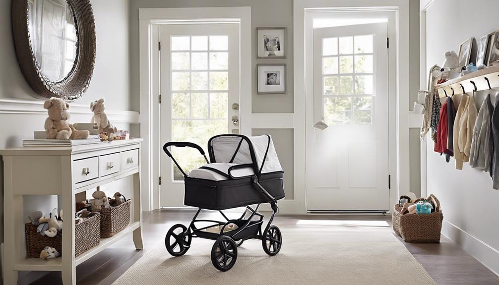 stylish and practical stroller storage