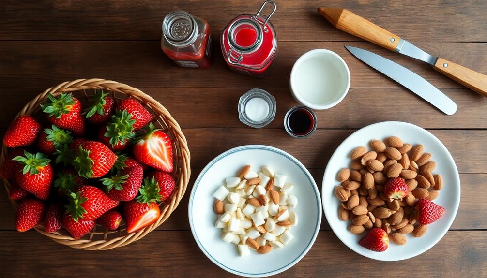 diagonally cut strawberry tips