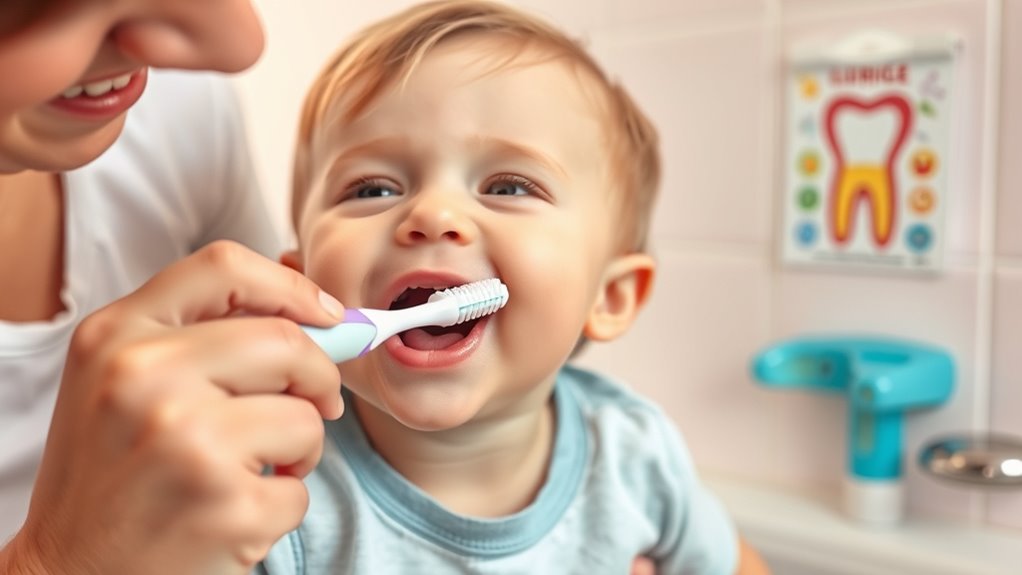 gentle toddler tooth brushing