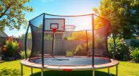 premium garden trampoline basketball