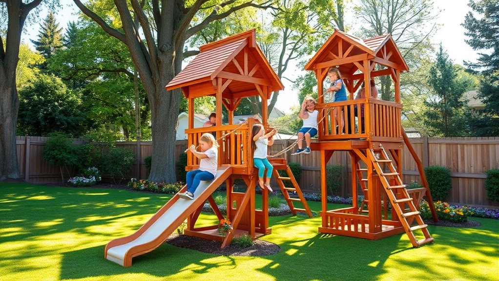 premium wooden backyard climbing structures