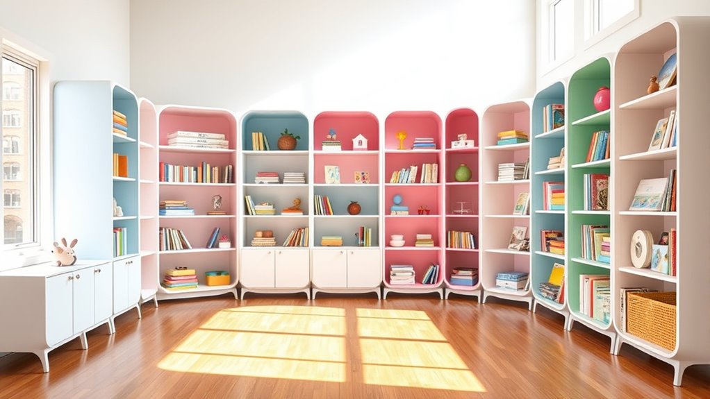 stylish front facing kid bookshelves