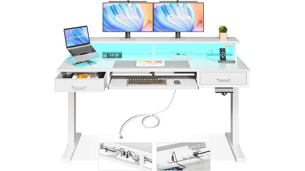 adjustable desk with storage