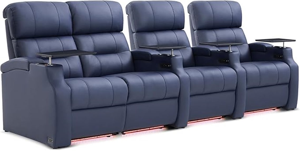 blue leather power recliner