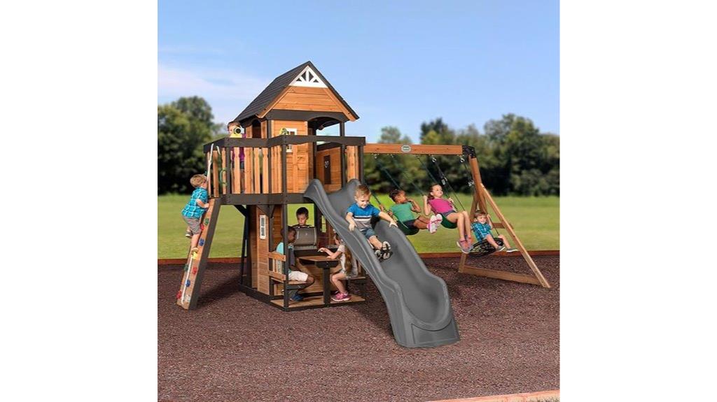 cedar swing set with accessories