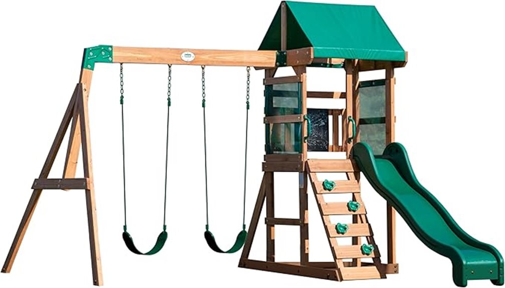 cedar wood backyard playset