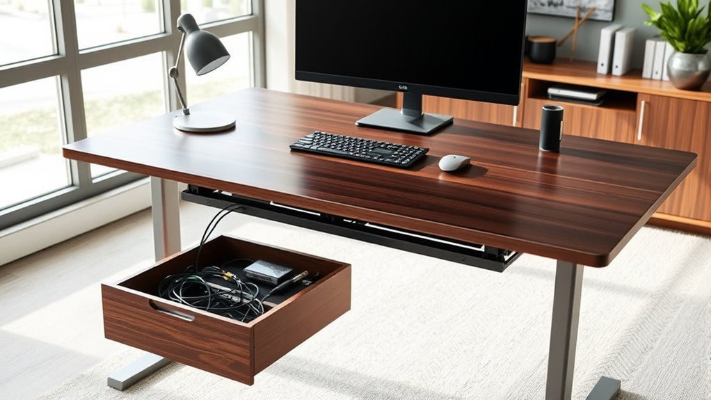 clutter free adjustable desk
