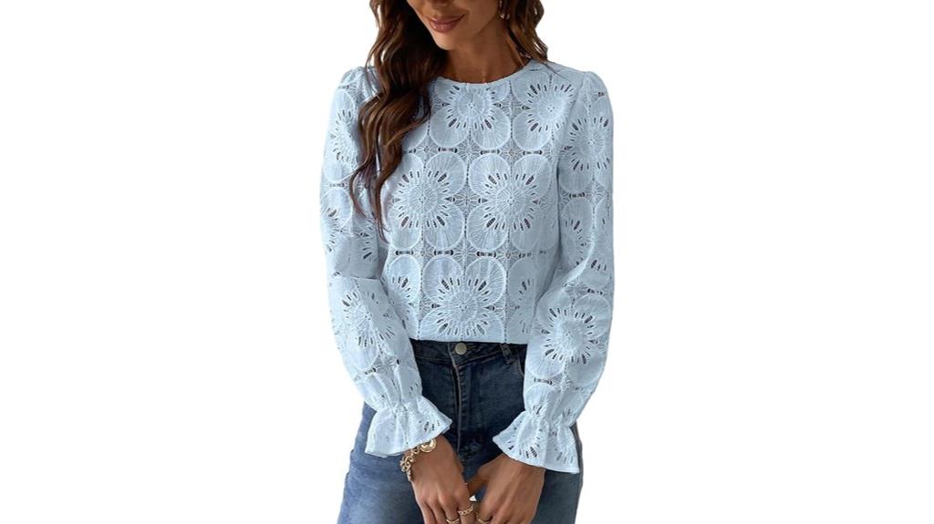 eyelet lace embroidered tops