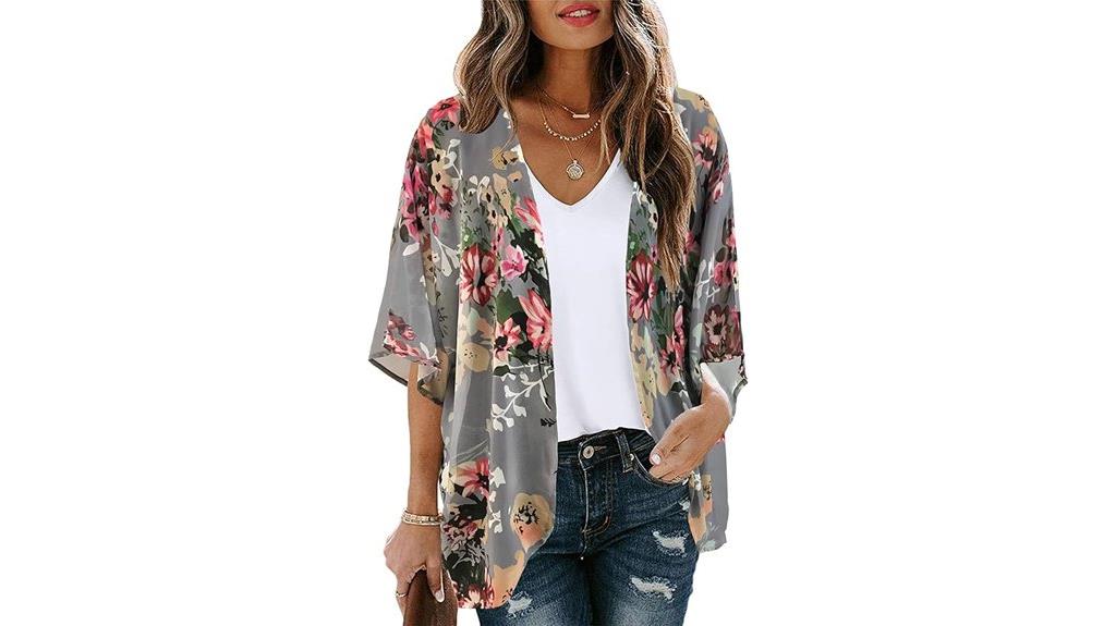 floral puff sleeve kimono