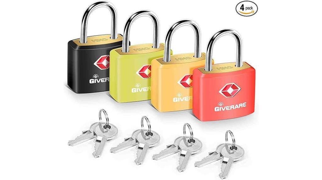 four tsa locks with keys