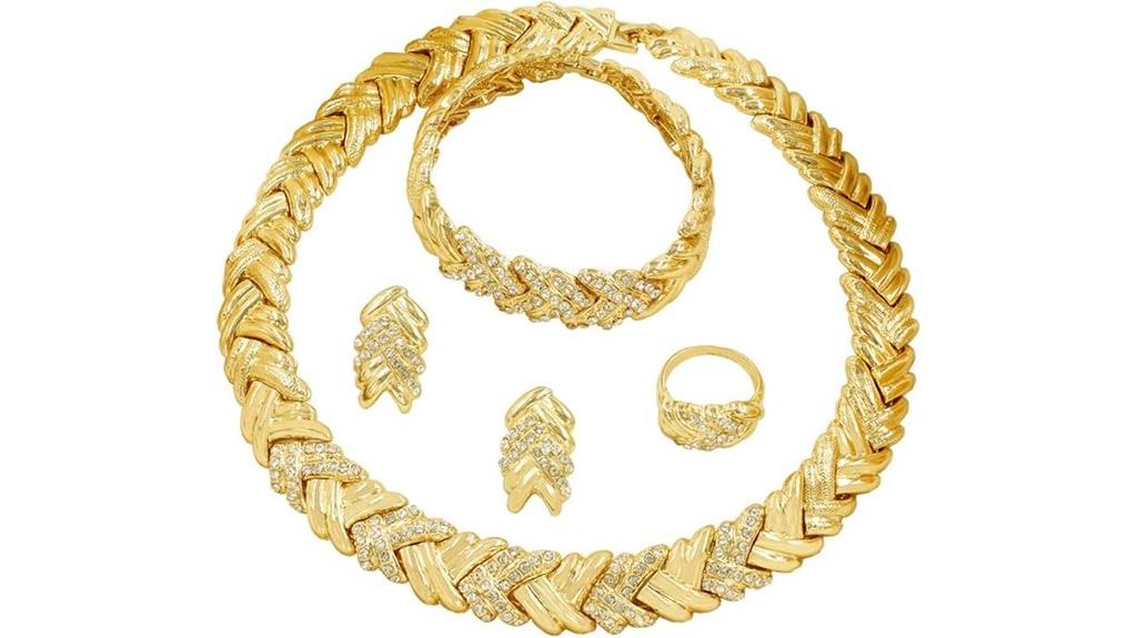 gold crystal jewelry set