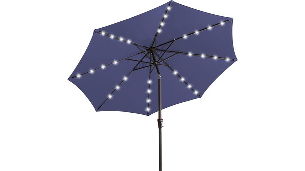 large 9ft solar patio umbrella