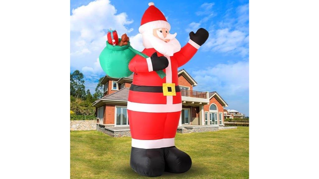 large inflatable santa with lights
