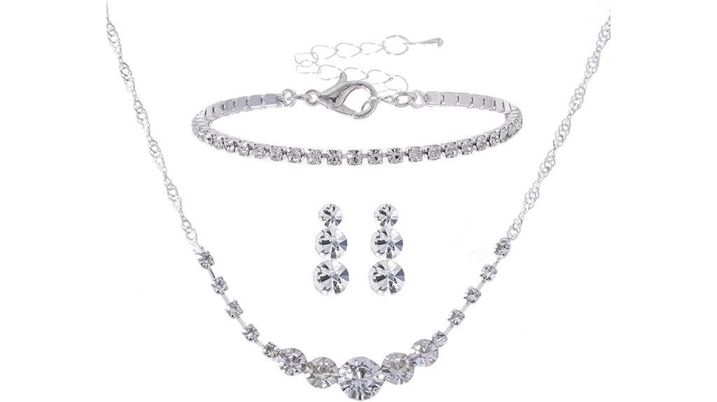 silver bridal jewelry set