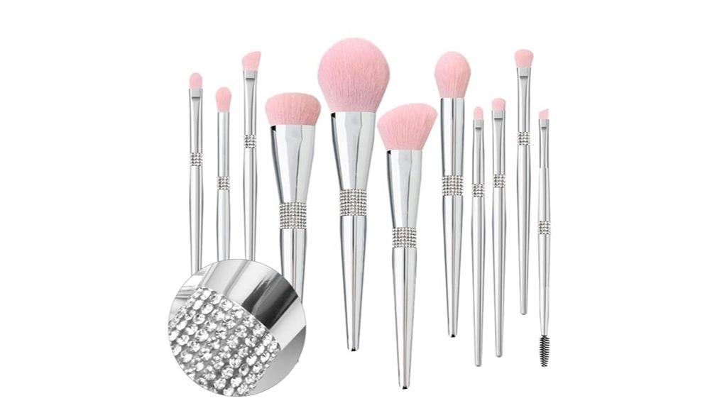 silver glitter makeup brushes