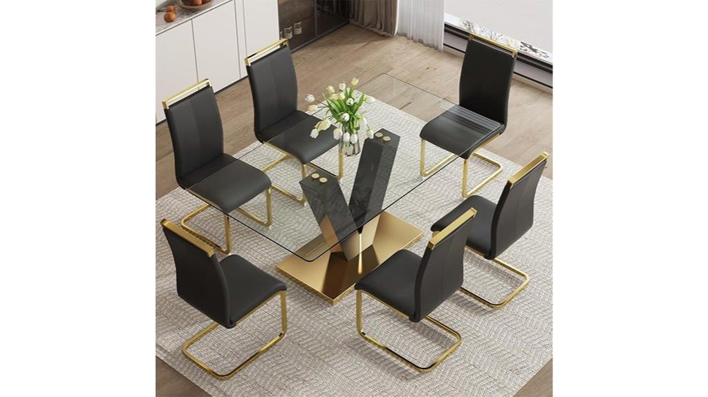 six person glass dining set