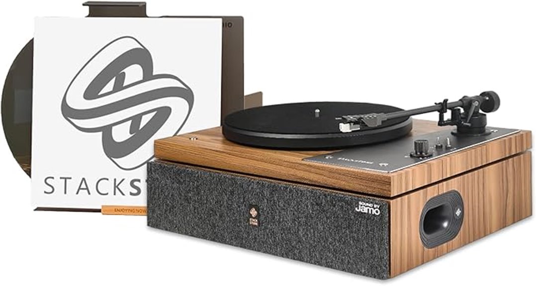 stacked stone vinyl player