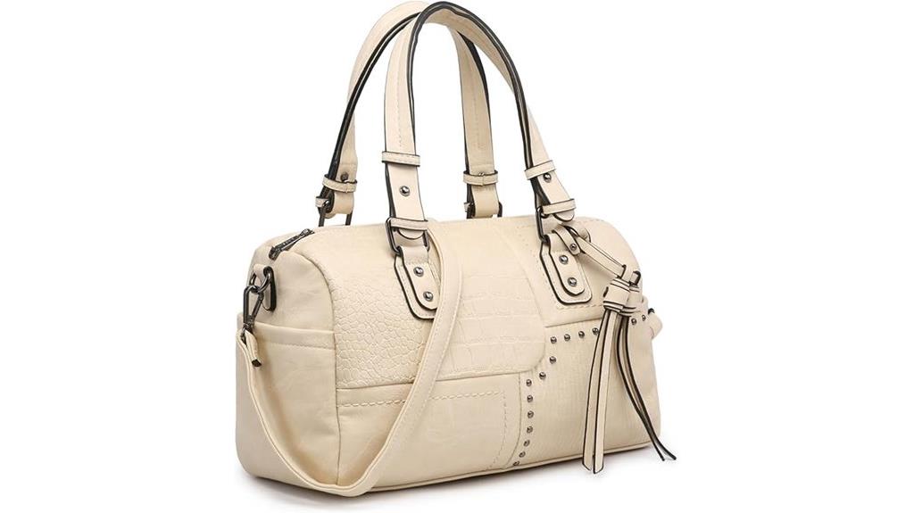 vegan leather barrel bag