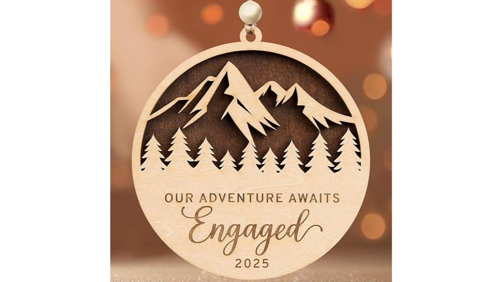 couples engagement wooden ornament