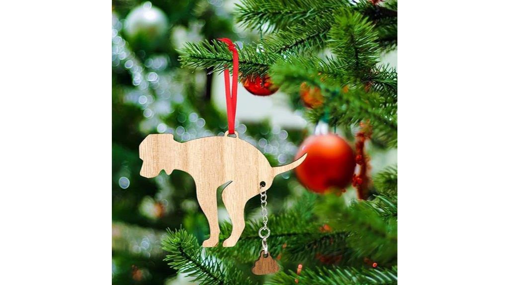 dog pooping christmas ornament