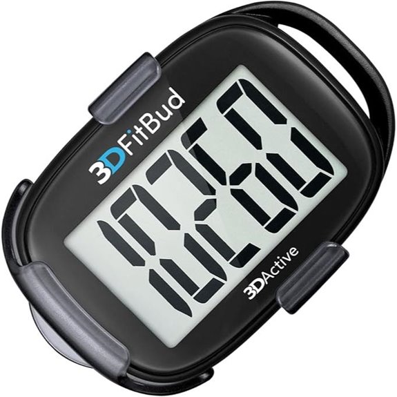 3DFitBud 3D Pedometer with Clip and Large Display