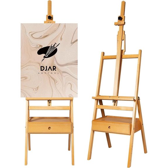 DJAR Large Adjustable Beech Wood Art Easel with Storage