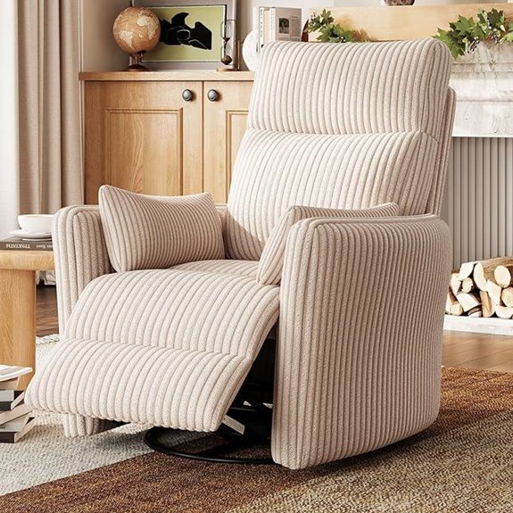 LINSY 360 Swivel Recliner with Pillows Beige
