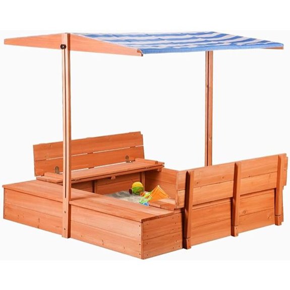 Kids' Wooden Sandbox with Toy Storage and Sand Cover