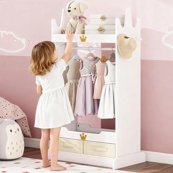 Kids Dress-Up Storage with Mirror and Shelves