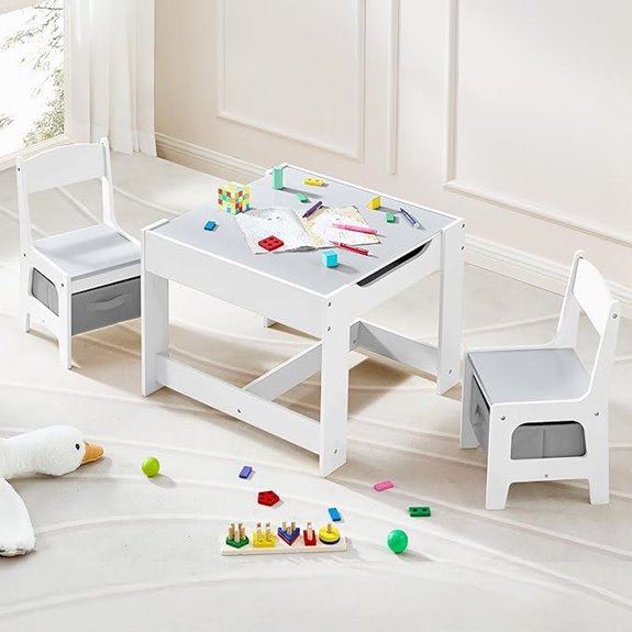 Kids Table and Chair Set with Storage Drawer