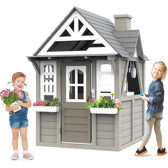Seizeen Kids Wooden Playhouse with Accessories (Gray)