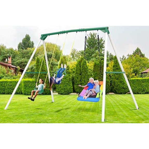 Hapfan 9.5' Heavy Duty Outdoor Swing Set for Kids