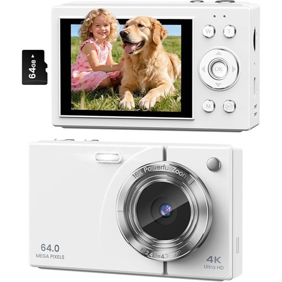 4K Kids Digital Camera with 64MP & 16X Zoom