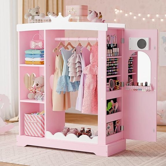 Xilingol Kids Armoire with Mirror and Shelves