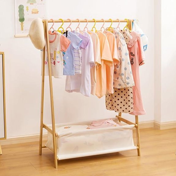 Kids Clothing Rack with Storage Box and Hanging Rod