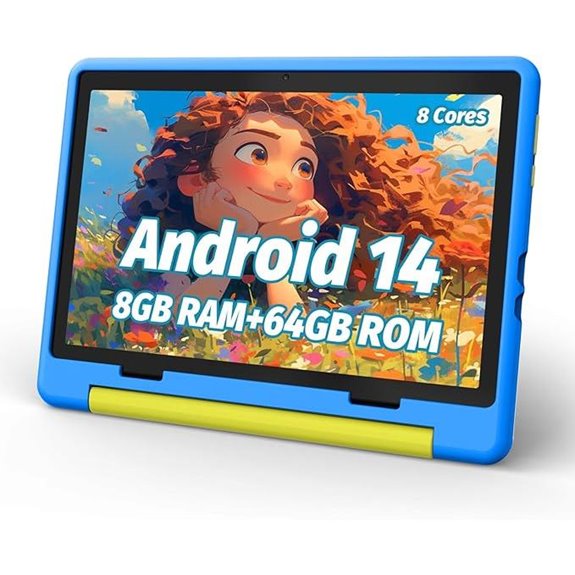 Kids Android 14 Tablet with Case and Expandable Storage