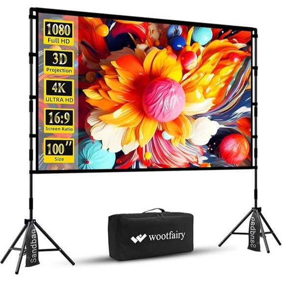 Wootfairy 100-Inch Foldable Projector Screen with Stand