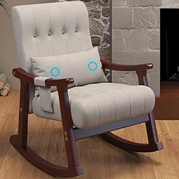 Upholstered Glider Chair with Massage and Side Pocket