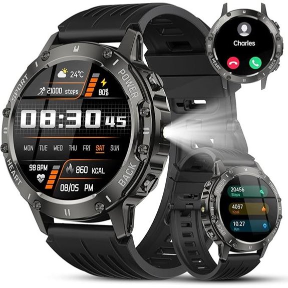 Military Smart Watch for Men with Calls and Fitness Tracking