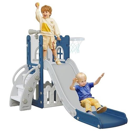 6-in-1 Toddler Climber Slide with Basketball Hoop