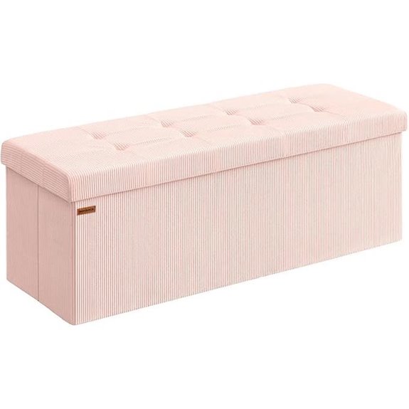 SONGMICS Mazie Storage Ottoman Bench Jelly Pink