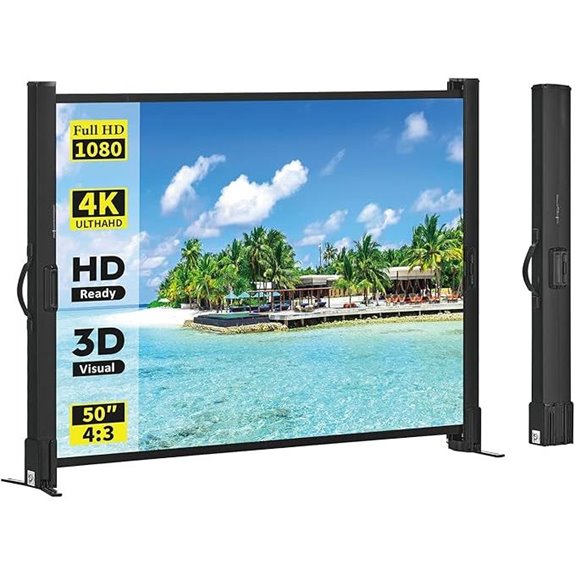 Portable 50-Inch Outdoor Projector Screen with Stand