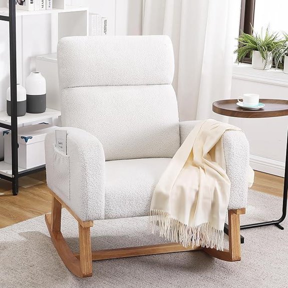 Sherpa Nursery Rocking Chair with High Backrest