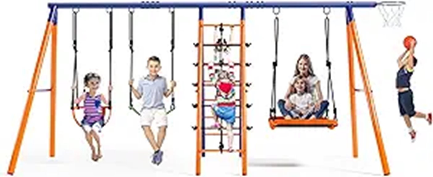 6-in-1 Heavy Duty Kids Outdoor Playground Set