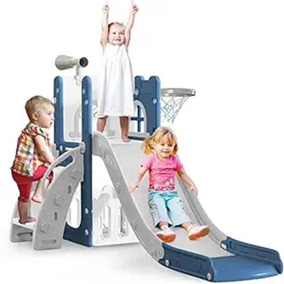 6-in-1 Toddler Playset with Slide Basketball & Storage
