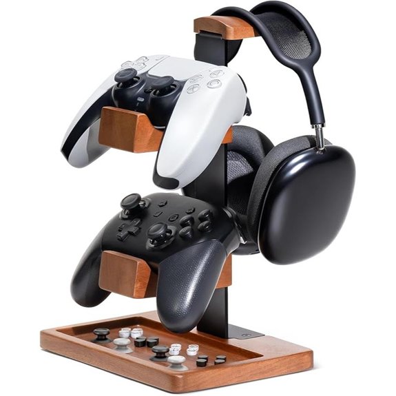 Solid Wood Controller & Headphone Stand for Gaming