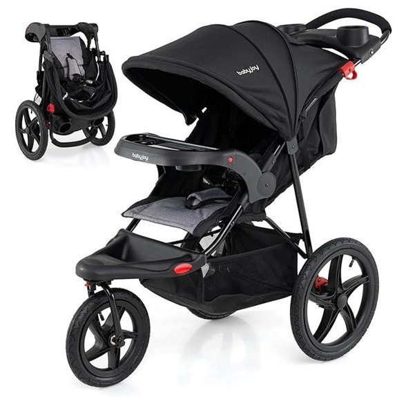 Baby Jogging Stroller with Canopy & Storage